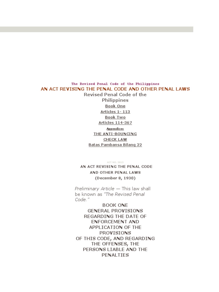 Revisions and codification of philippine criminal law an analysis of