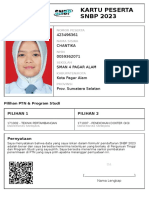 Kartu Peserta SNBP 2023: 423496361 Chantika 0059362071 Sman 4 Pagar Alam Kota Pagar Alam Prov. Sumatera Selatan