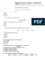 JOGO DA MATEMÁTICA 6 Ano A 1 BIM - 1 Rodada