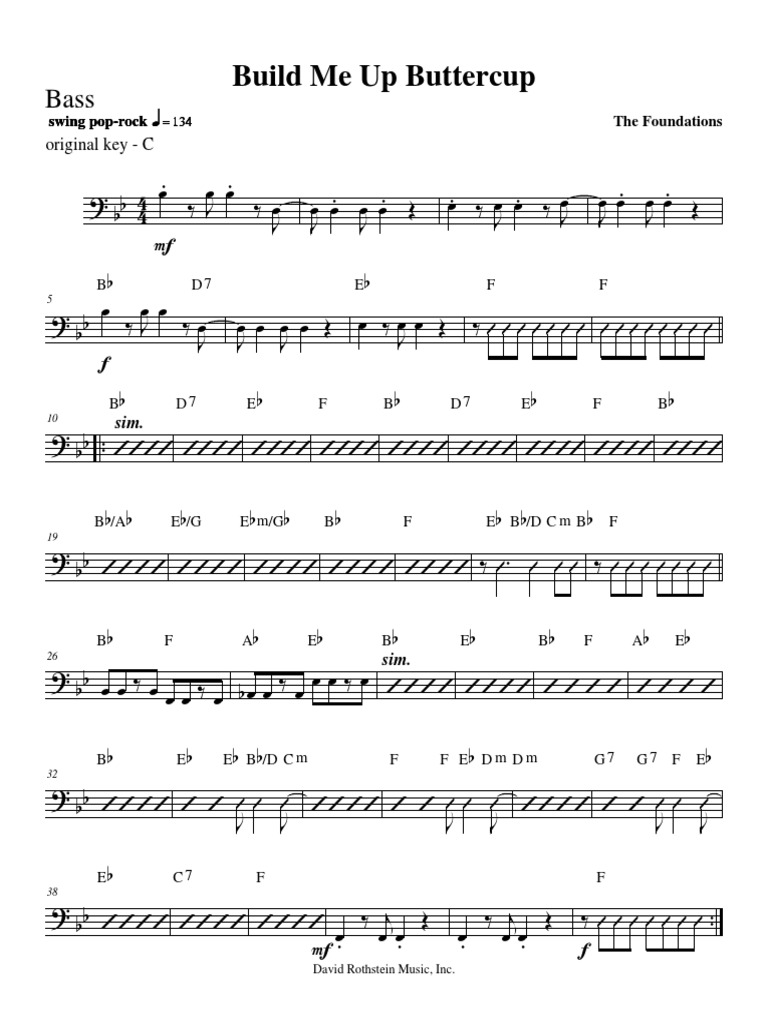 Build Me Up Buttercup Bflat Bass PDF