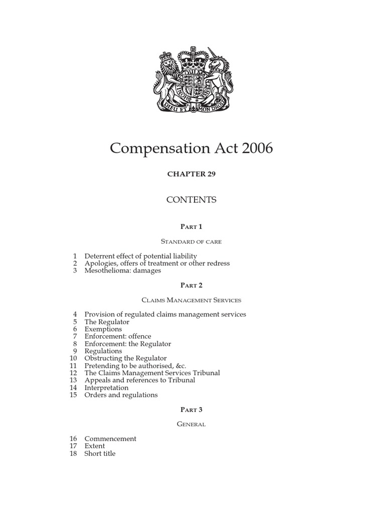Chapter 29 Compensation Act 2006 PDF Tort Search Warrant