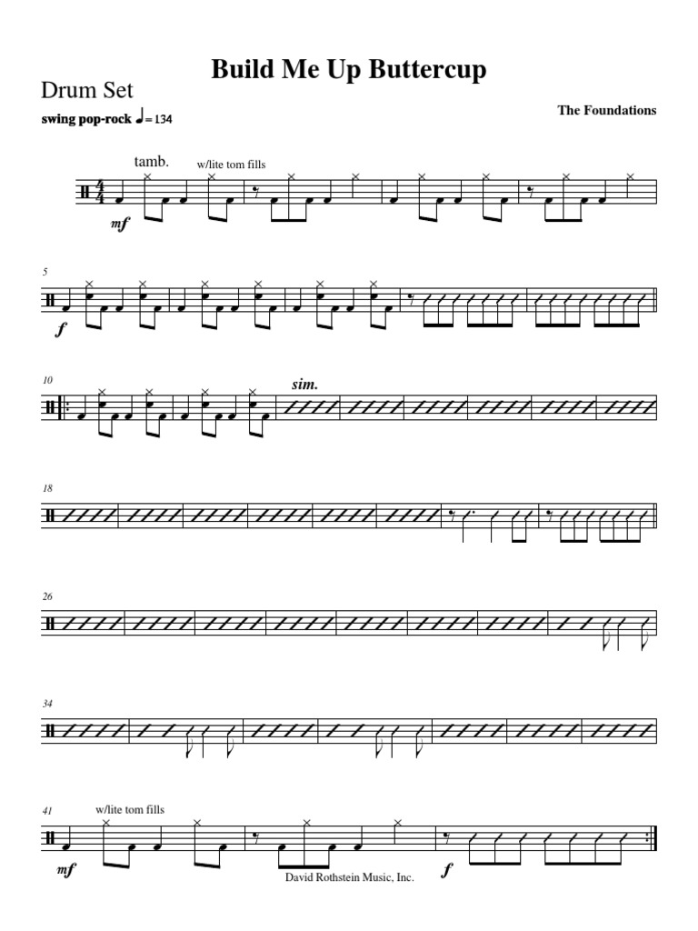Build Me Up Buttercup Drums PDF