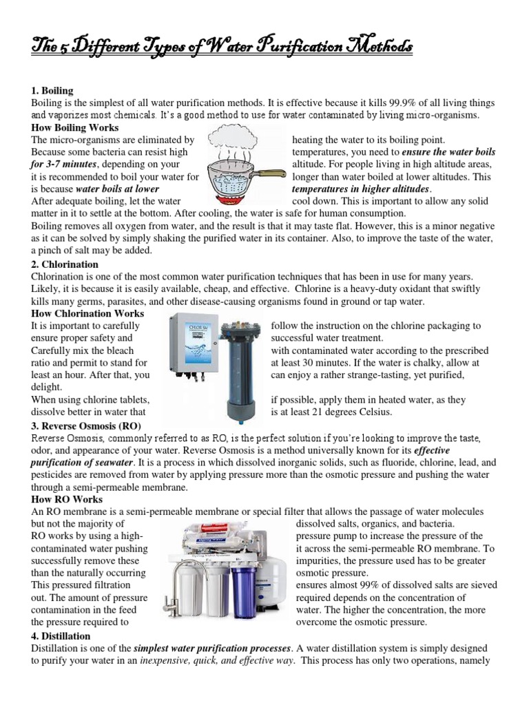Overview of 5 Water Purification Methods | PDF | Water Purification | Water