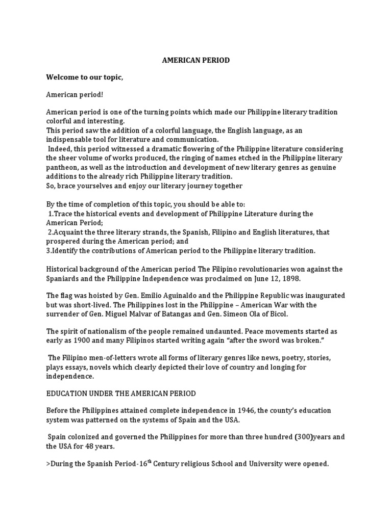 The Development Of Philippine Literature And Education During The
