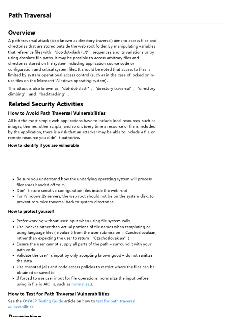 Path Traversal Attack Prevention Guide | PDF | Computer File | Networking