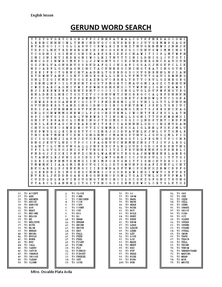 Gerund Word Search | PDF