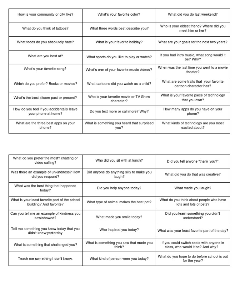 Conversation Starters PDF