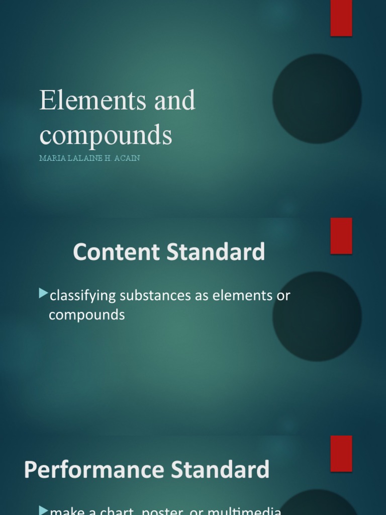 Elements and Compounds | PDF | Chemical Compounds | Chemical Elements