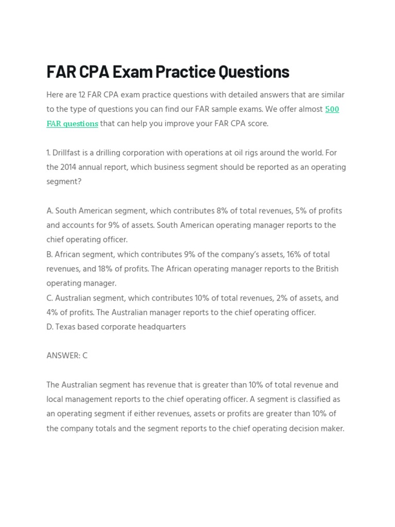 Far Cpa Exam Practice Questions Pdf Depreciation Stocks