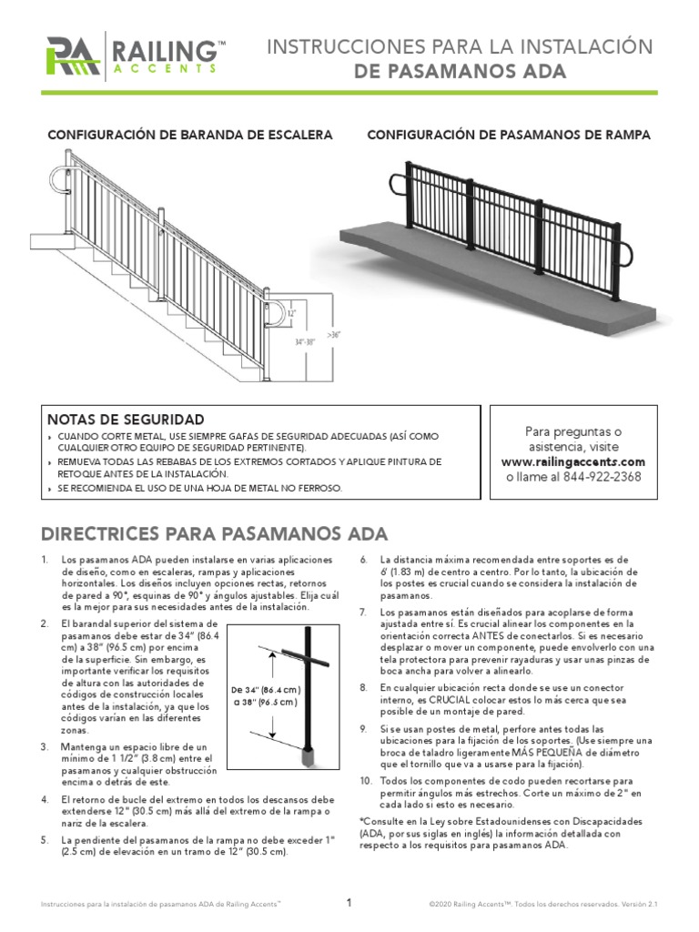 Railing Accents Ada Install Instructions Spanish 10 29 20 Web | PDF