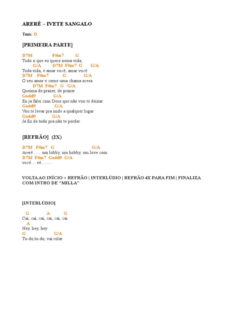Letra e Cifras de Arerê - Ivete Sangalo | PDF