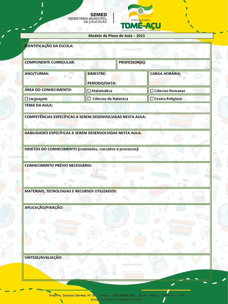 Modelo de Plano de Aula 2023 | PDF | Arte