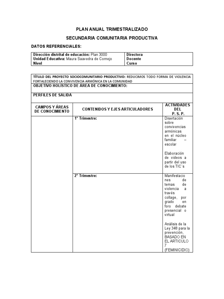 Plan Anual de Convivencia Escolar 2023 | PDF