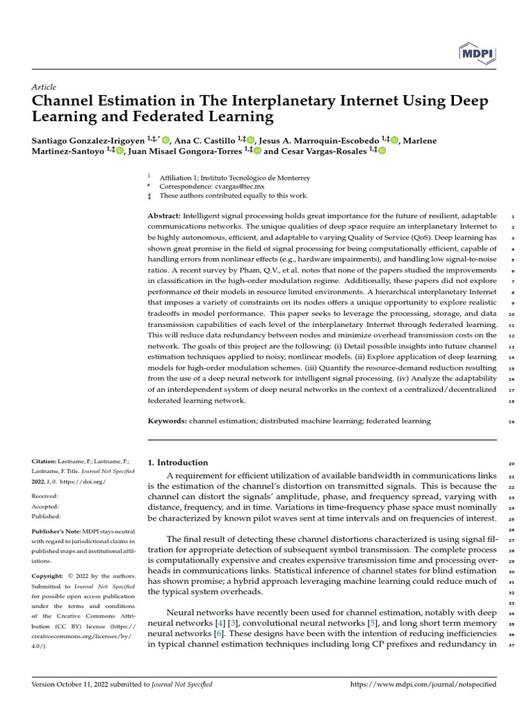 Channel Estimation in The Interplanetary Internet Using Deep Learning ...