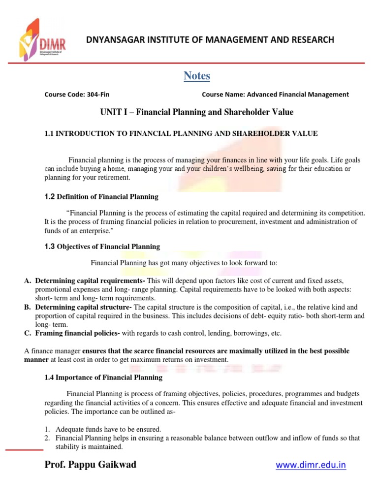ADVANCED FINANCIAL MANAGEMENT GOA UNIVERSITY GOAS visual data 6