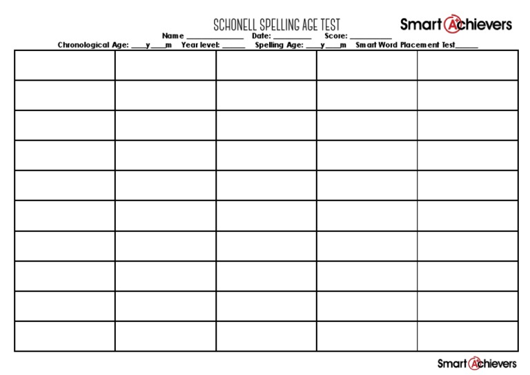 Schonell Spelling Age Test Form | PDF | Career & Growth | Sports
