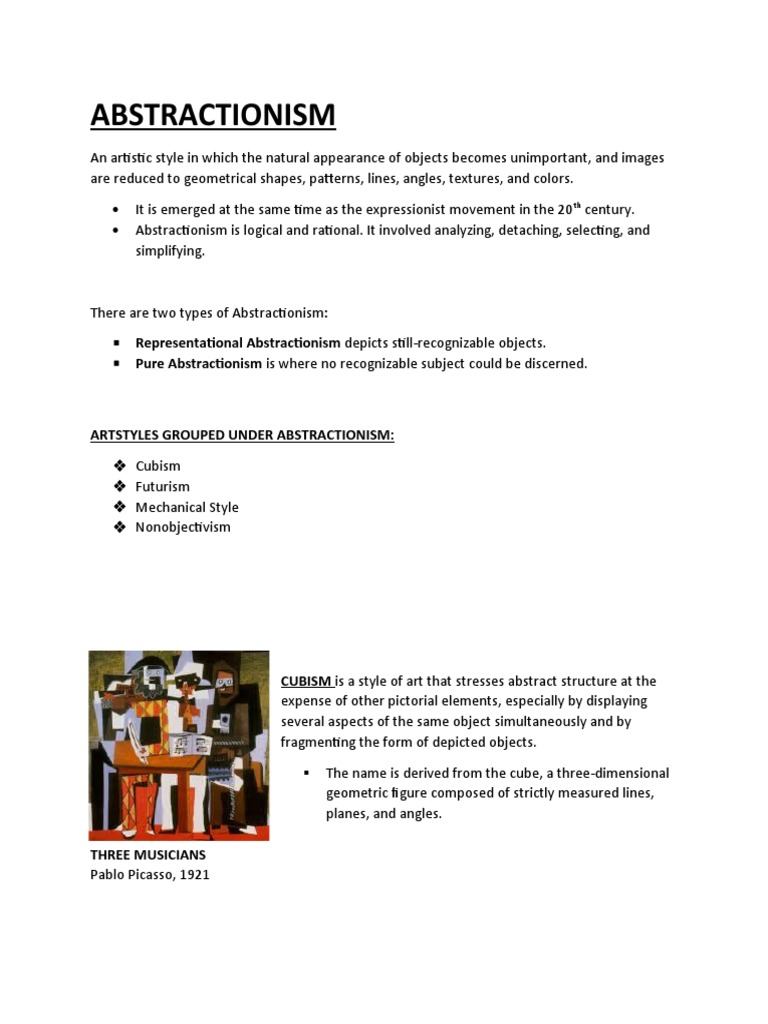 An Overview of Abstractionism and Related Artistic Styles | PDF ...