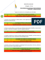 Ficha Formativa Leitura Texto Expositivo - Evolução - Código de Feedback