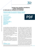 Diagnostic Biochimique Des Maladies Hereditaires Du Metabolisme Profils Metaboliques Et Difficultes de Validation de Methode-Benyoussef-U