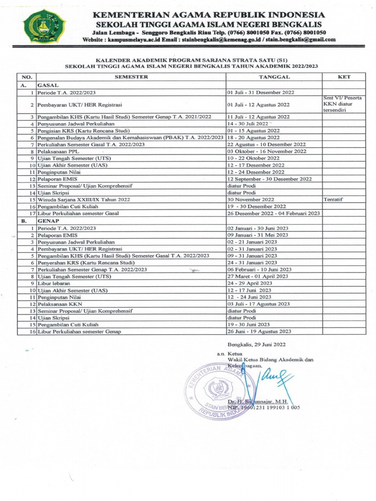 Kalender Akademik 2022 2023 Pdf