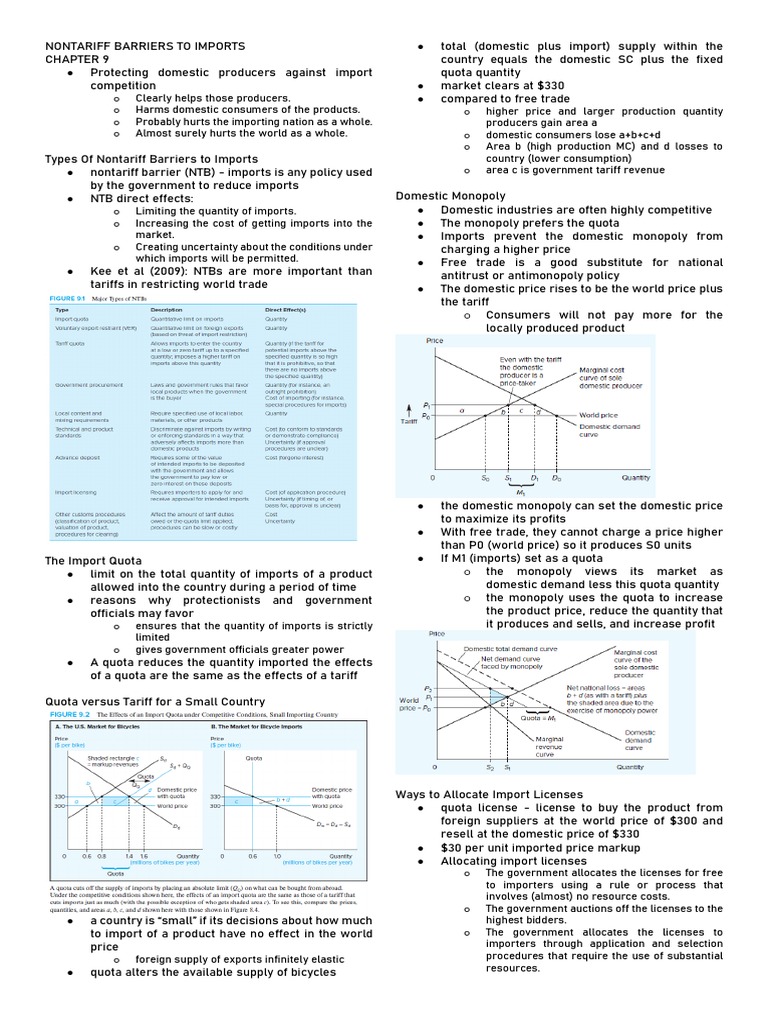 Nontariff Barriers To Imports PDF Monopoly Non Tariff Barriers To