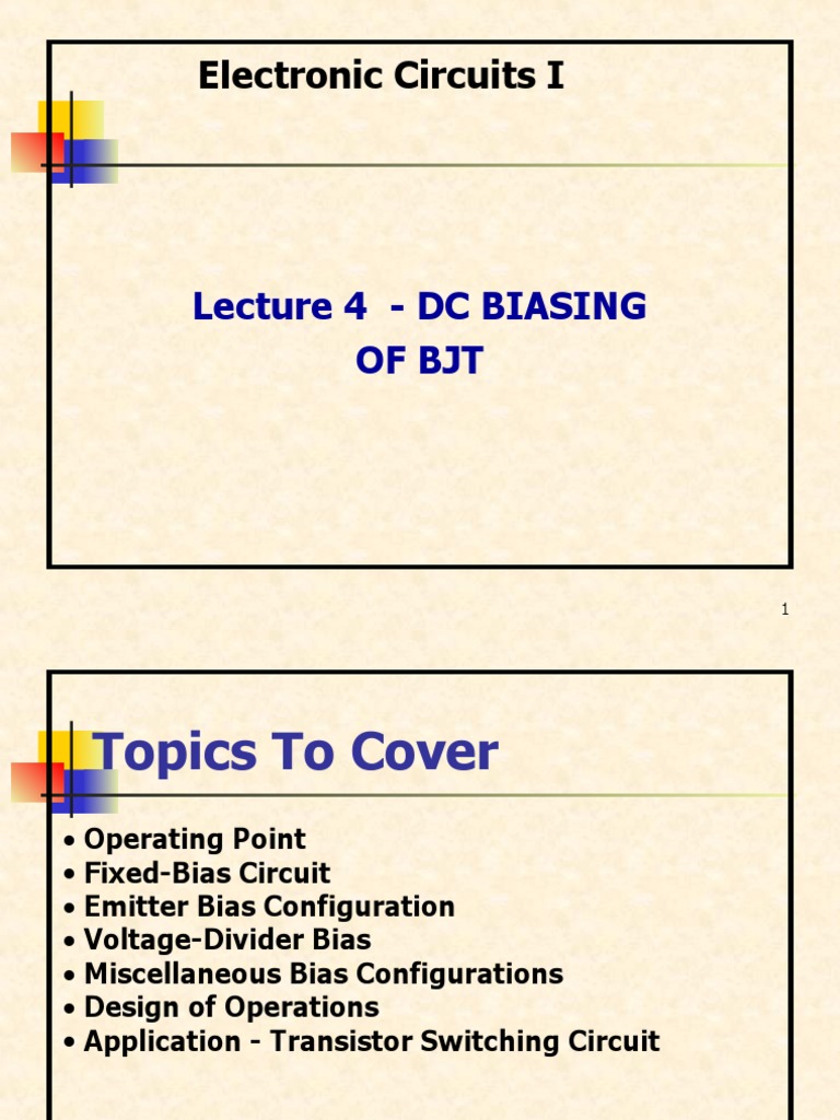 Lecture4 DC Biasing of BJT 111959 PDF Bipolar Junction Transistor