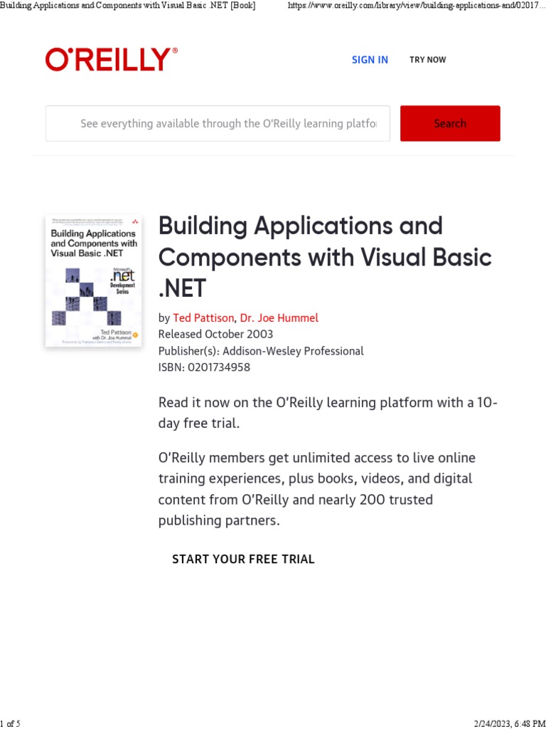 Building Applications And Components With Visual Basic Net Book