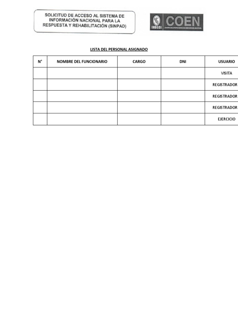 Lista Del Personal Asignado Sinpad | PDF