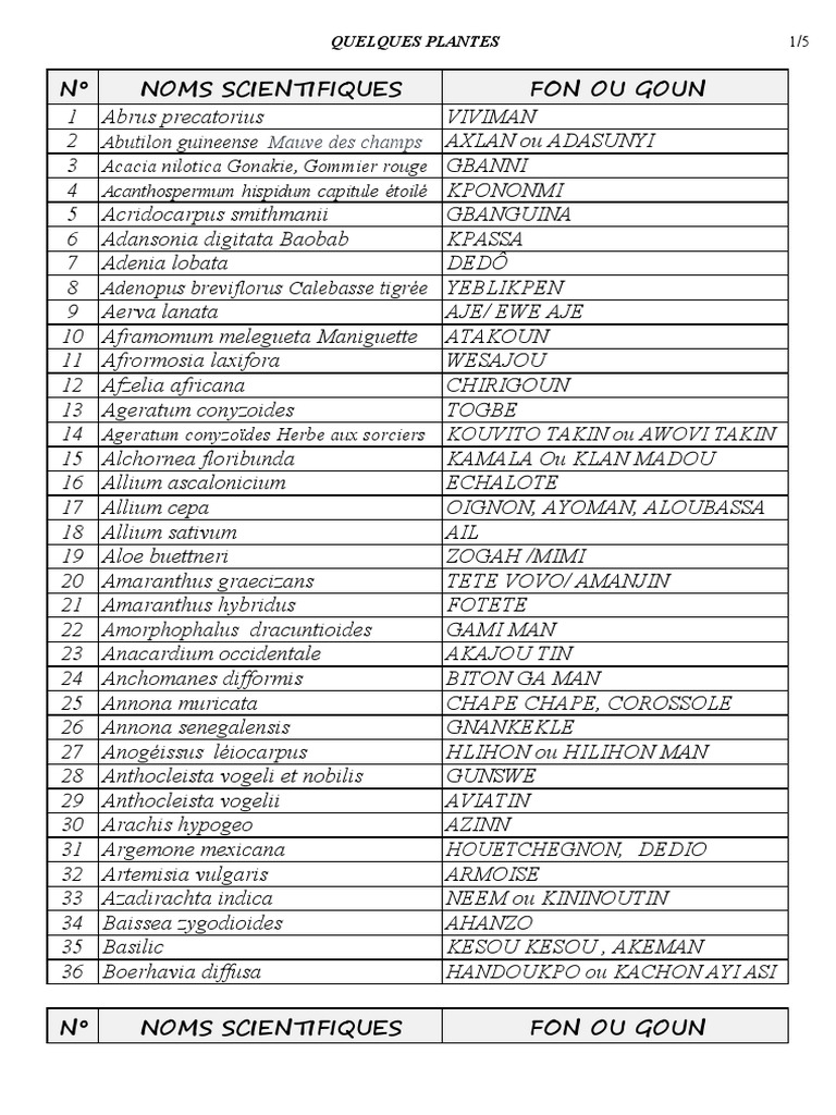 Plantes médicinales et leurs noms scientifiques PDF Plante — free download