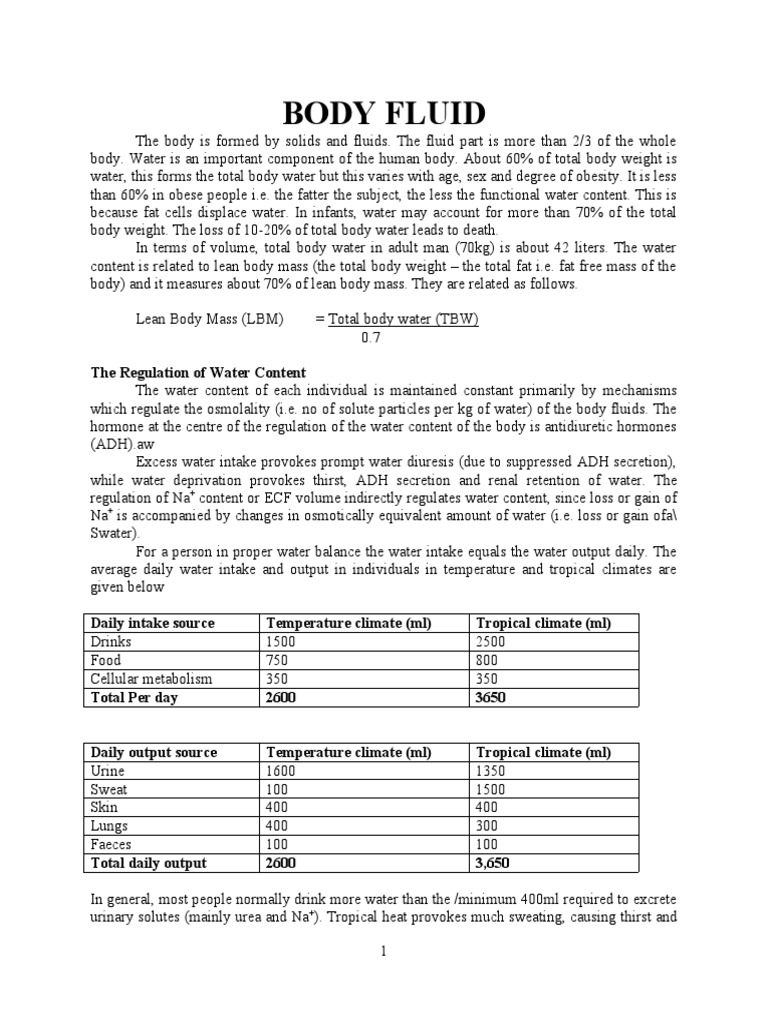 Body Fluid PDF Edema Medical Specialties