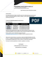 Datos Bancarios Comercializadora Los Altos SA de CV 280221