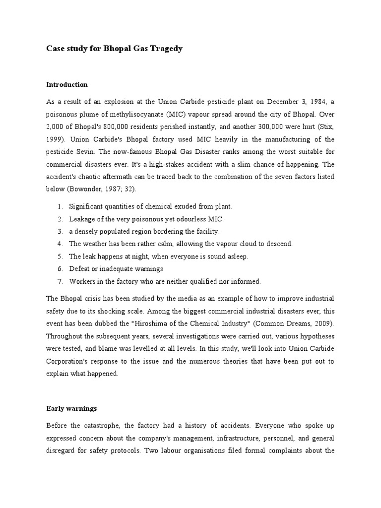 Case Study For Bhopal Gas Tragedy-1 | PDF | Lung