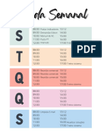 Agenda semanal com compromissos e treinamento