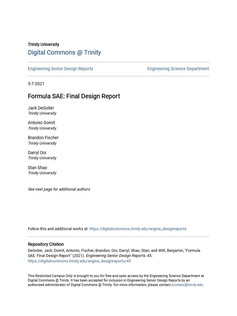 Formula SAE - Final Design Report | Download Free PDF | Strength Of ...