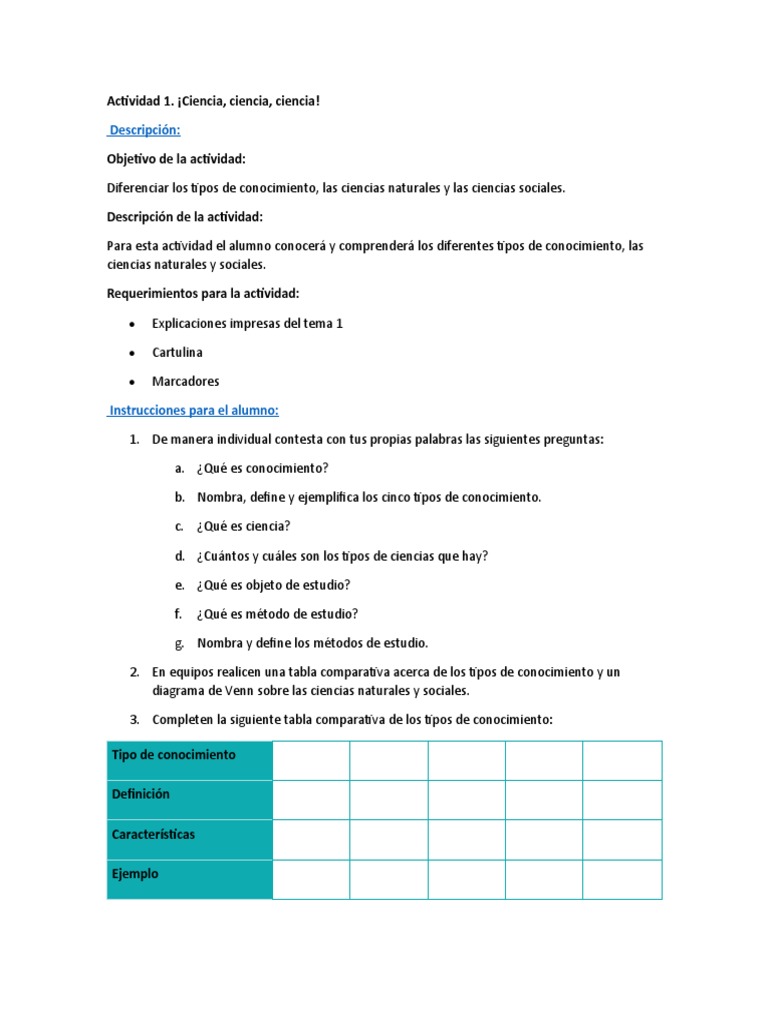 Actividad 1 Ciencias Sociales | PDF | Ciencia y matemáticas
