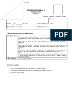 Prueba Matemática Unidad 2