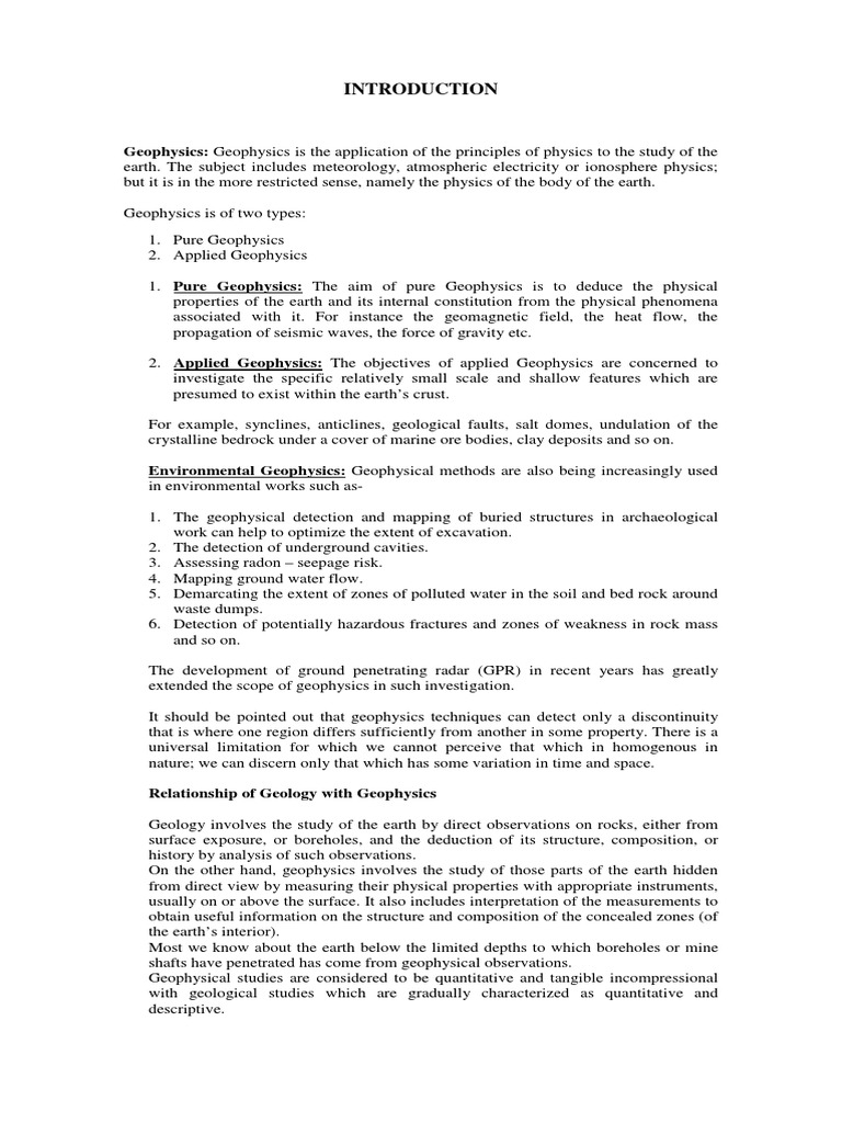 Overview of Geophysics Principles | PDF | Geophysics | Magnetic Field