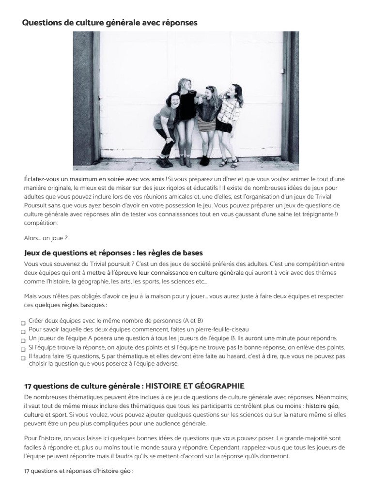 Qcm Culture Générale Avec Réponse Questions de Culture Générale Avec Réponses Questions de Culture Générale  Avec Réponses | PDF | Football | Ligue des champions de l'UEFA