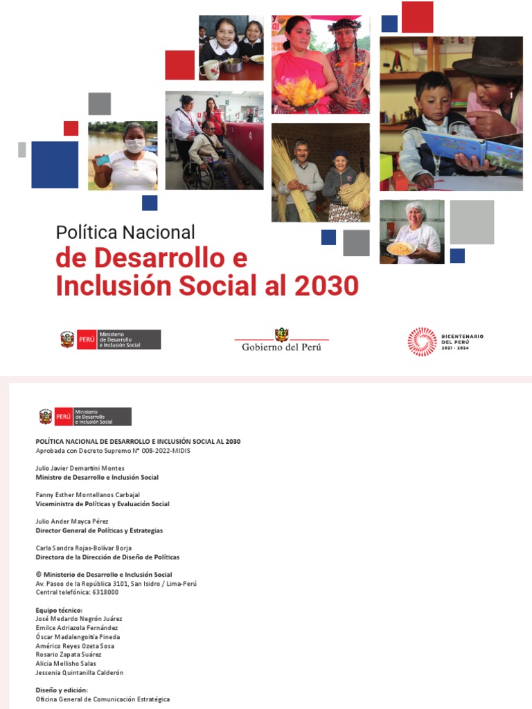 Brochure Resumen PNDIS Al 2030 PDF | PDF | Exclusión social | Pobreza