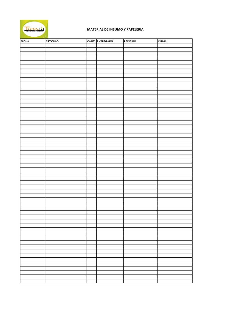 Formato Entrega Papeleria | PDF