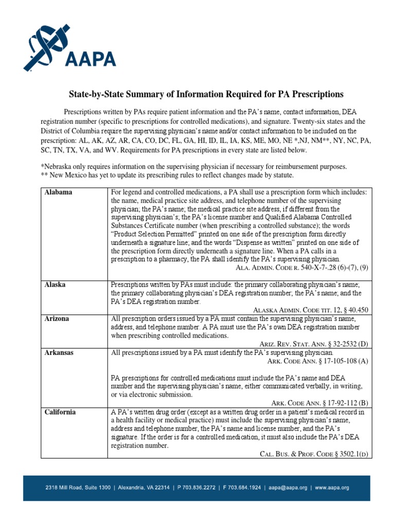 PA Prescription Requirements 12 18 PDF Medical Prescription