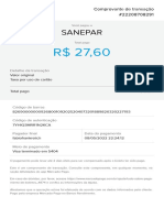 Comprovante de pagamento Sanepar R$ 27,60