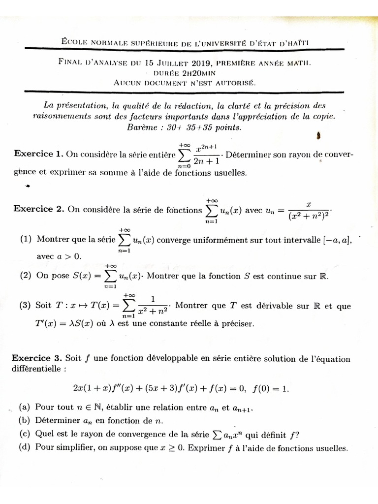 Exam Maths L1 | PDF
