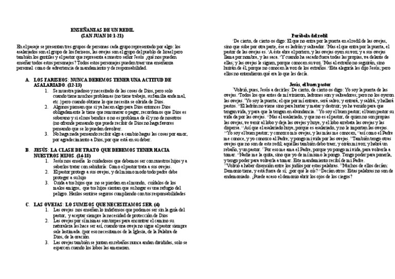 Parábola Del Redil | PDF | Oveja | Jesús