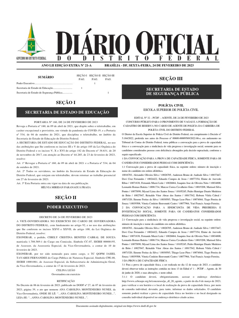 Dodf 021 24-02-2023 Edicao Extra A | PDF | Gravidez | Física