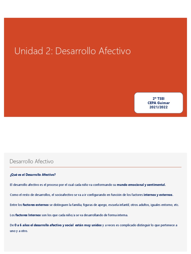 Desarrollo Afectivo en la Infancia | PDF | Teoría de apego | Las emociones
