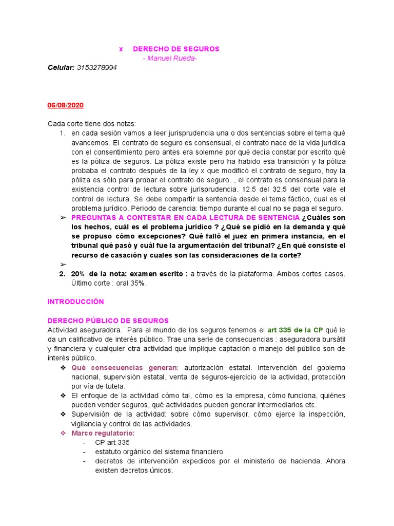 Derecho de Seguros: Conceptos Clave | PDF | Seguro | Seguro de vida