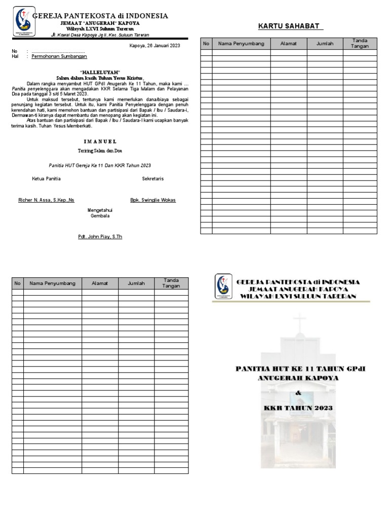 Format Kartu Kawan Kegiatan Gerejawi | PDF
