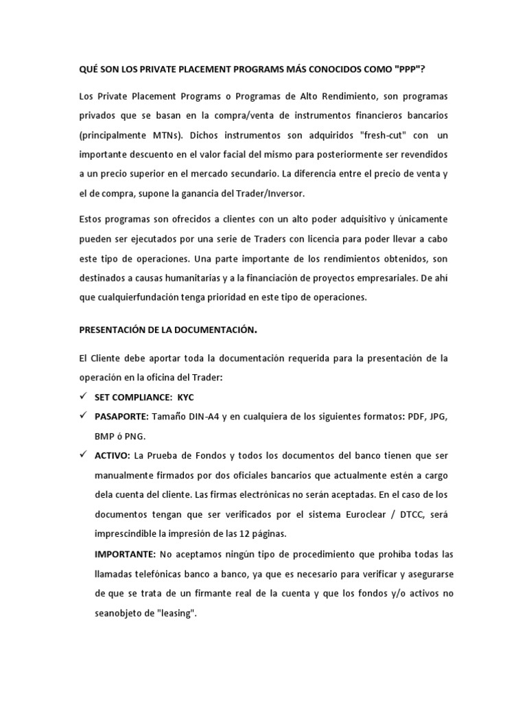 Introducción a los Private Placement Programs | PDF | Bancos | Business