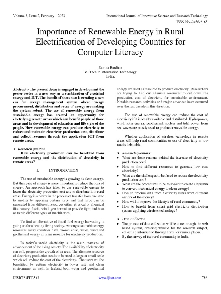 Renewable Energy for Rural Electrification | PDF | Renewable Energy ...